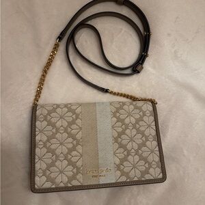 Kate Spade Tan and Cream Floral Crossbody Bag